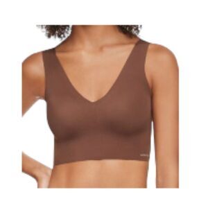 Calvin Klein Invisibles Comfort Seamless V-Neck Bralette Brown XS NWT